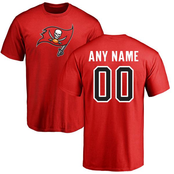 Men Tampa Bay Buccaneers NFL Pro Line Red Any Name and Number Logo Custom T-Shirt->nfl t-shirts->Sports Accessory